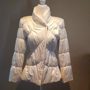 Dana Buchman M puffer coat, asymmetrical zip